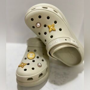 CROCS Women Sandals in Cream with Gold Accents